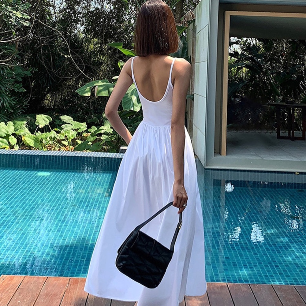 Chic White Sleeveless Patchwork Pockets Cotton Ca… - image 2